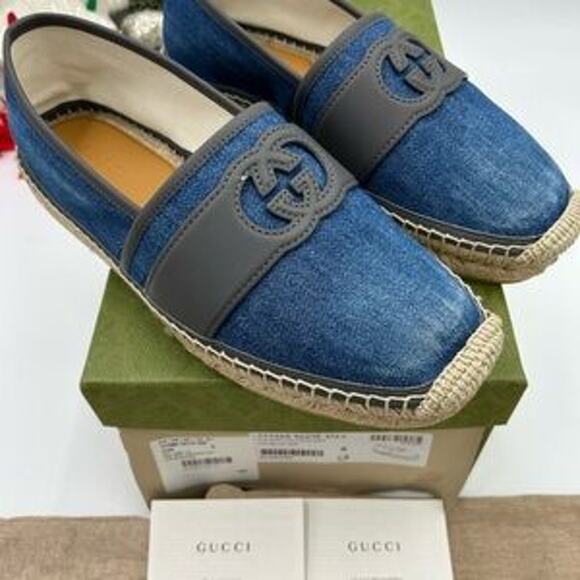 Gucci men's Denim and Gray interlocking G Espadrilles size 8 - Picture 7 of 15